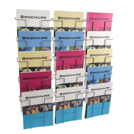Metalen wand folderhouder a4 21 vaks met flyer