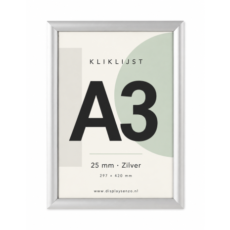 Kliklijst A3, zilver – 25 mm 