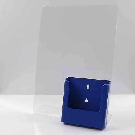 L-standaard A3 staand met folderhouder A5 blauw