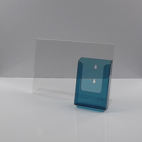 -Standaard A4 Liggend met 1/3 A4 Folderhouder Transparant Blauw