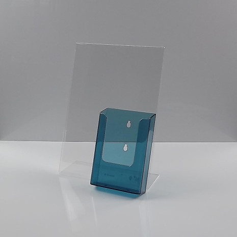 L-Standaard A4 Staand met 1/3 A4 Folderhouder Transparant PaarsL-Standaard A4 Staand met 1/3 A4 Folderhouder Transparant Blauw