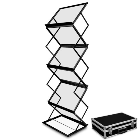 Brochurehouder ZigZag A3 Zwart, Inklapbaar (incl. koffer)