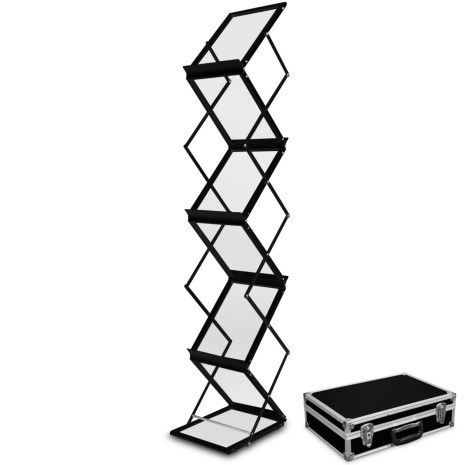 Brochurehouder ZigZag A4 Zwart, Inklapbaar (incl. koffer)